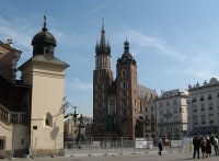 Kraków's main square, cathedral in background