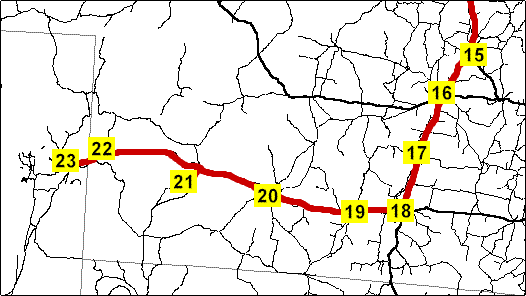 Map of route from Augathella to Innamincka