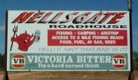 Sign at Hells Gate Roadhouse
