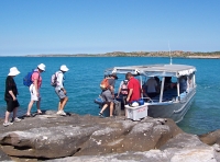 Boarding Explorer to leave Bigge Island