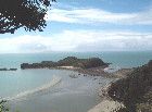 Wedge Island at low tide, showing causeway to Cape Hillsborough