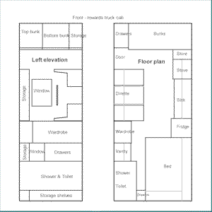 Floor plan and elevation diagram